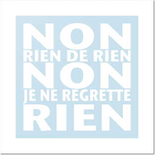 Non Je ne Regrette Rien - 1956 Edith Piaf song lyrics - white text Posters and Art